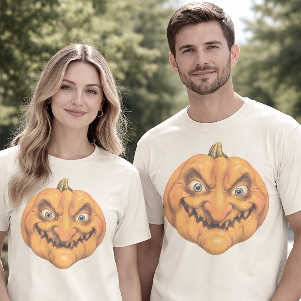 Menacing Pumpkin Baring Its Jagged Teeth Halloween Tee